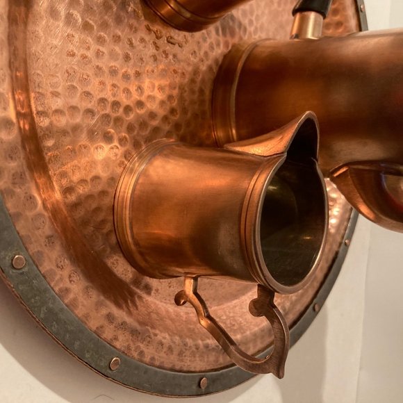 Vintage Metal Copper Tea Set On A Plate, 12" Wide - Picture 4 of 5